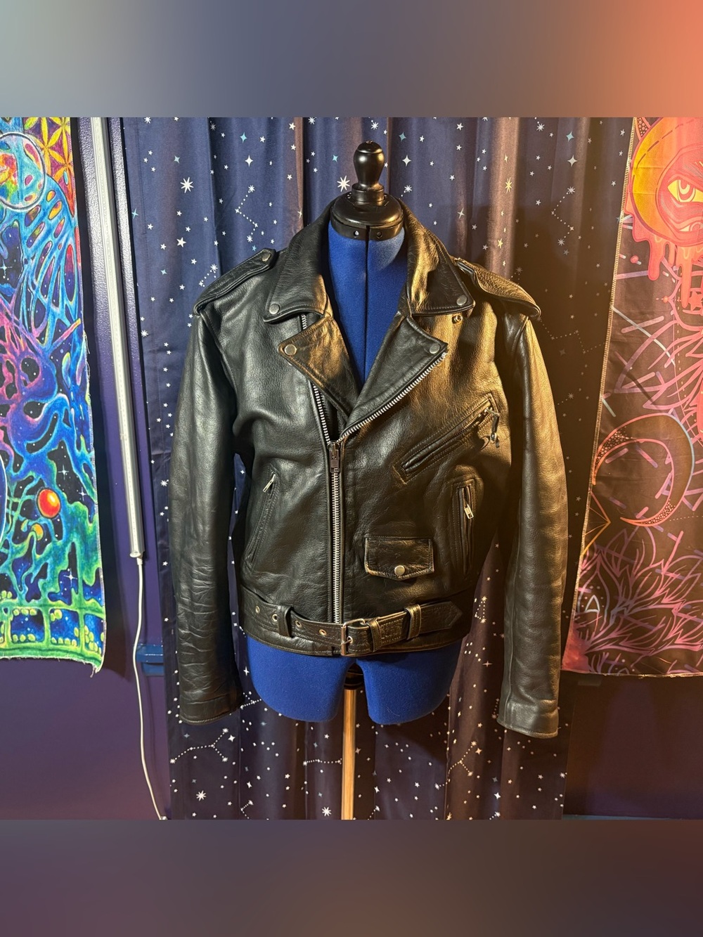 Vintage 90s FMC (First Manufacturing Company) Leather Motorcycle Jacket